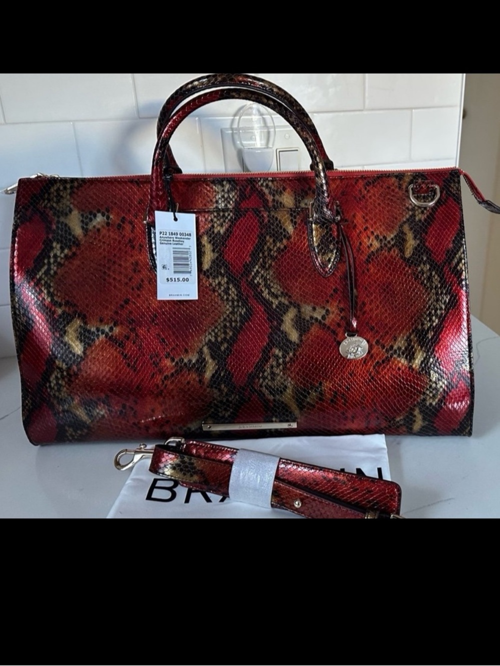 Brahmin anywhere weekender crimson rosebay genuine Leather - Picture 2 of 8